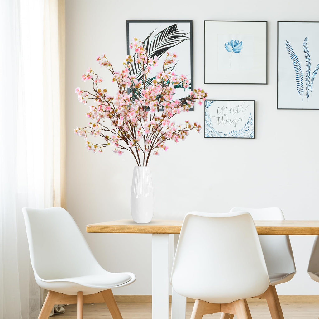 Artificial Cherry Blossom Flowers 4 Pcs Faux Cherry Blossom Stems Faux Silk Cherry Blossom Branches 41'' Fake Flowers