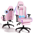 Gaming Chair with Footrest, Ergonomic Gaming Chair with Massage Lumbar Support and Headrest, Reclining Computer Desk