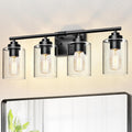 Bathroom Vanity Lights Over Mirror,Bathroom Light Fixture Wall Sconce Lighting (Black, 4-Light)