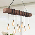 8-Light Wood Farmhouse Rectangular Chandelier