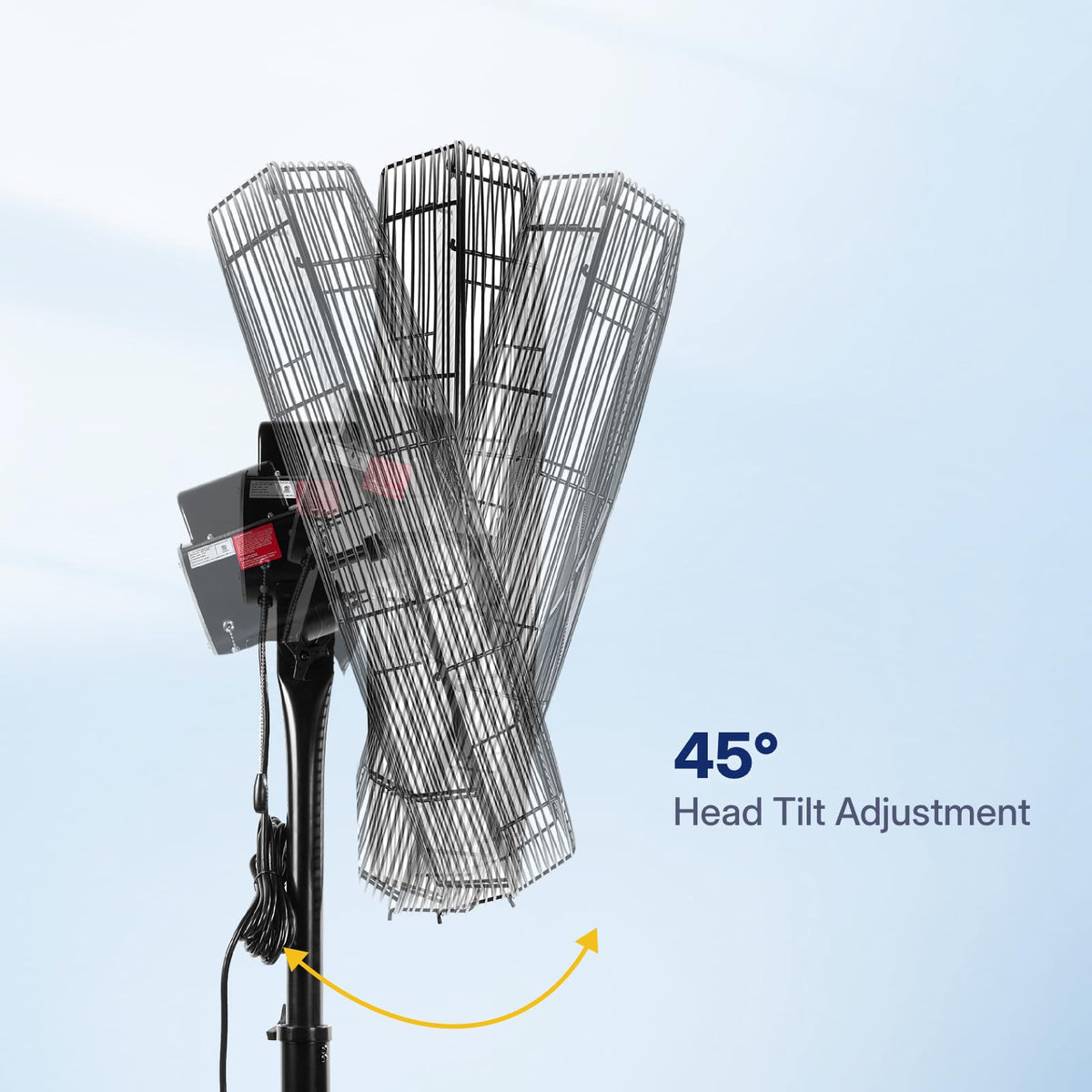 24 Inch High Velocity Non-Oscillating Pedestal Fan, 10000 CFM Airflow Heavy Duty Industrial Standing Fan, 2 Speeds