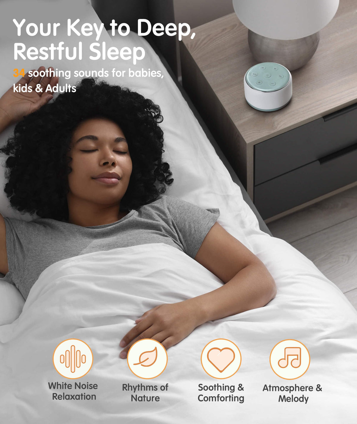 Rechargeable White Noise Sound Machine Baby with Night Light