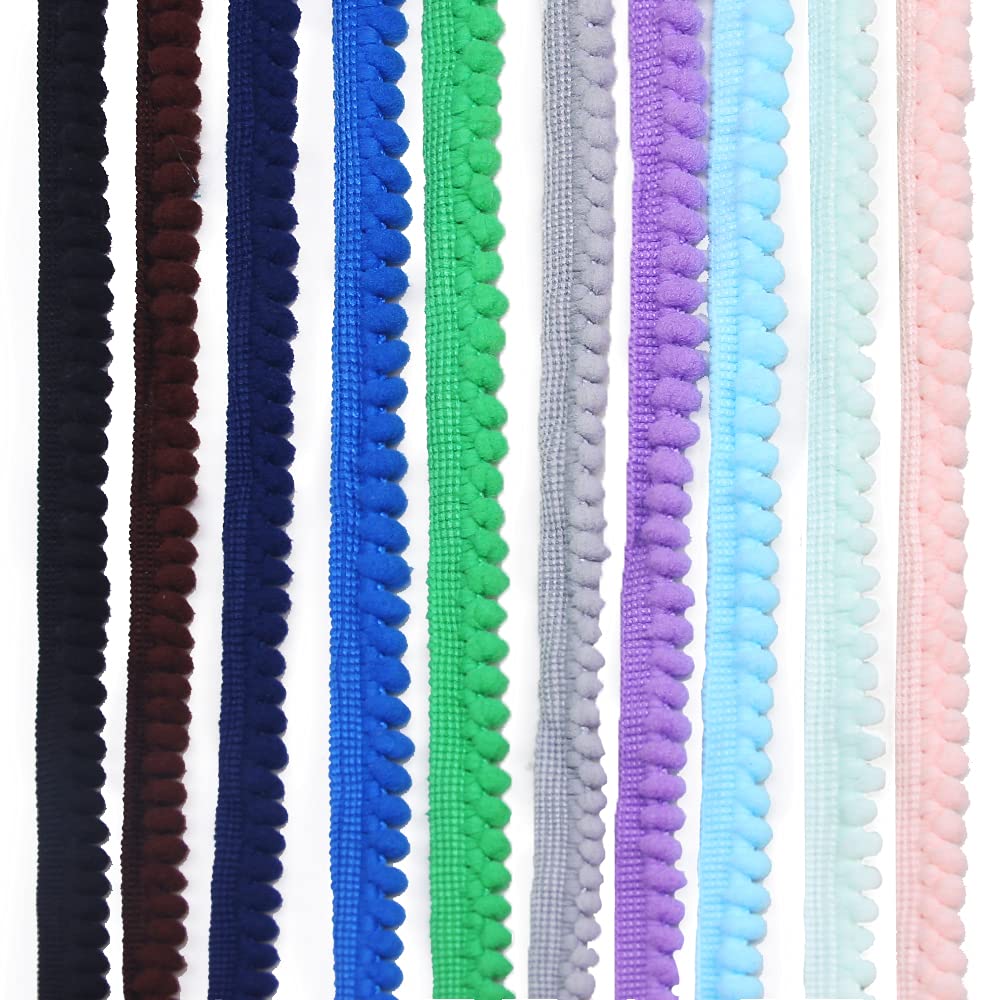 Pom Pom Trim, 3/8" Wide Ball Fringe (Mixed Color) - 40 Yards