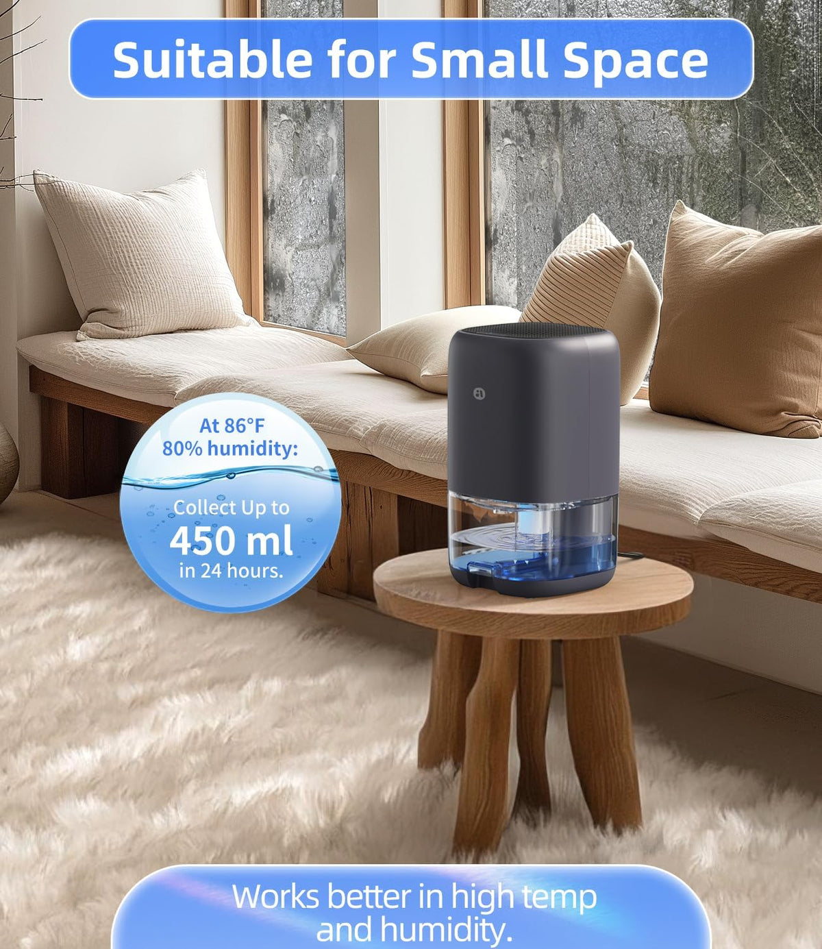 Dehumidifier, 35 OZ Small Dehumidifiers for Bedroom for Home, Quiet with Auto Shut Off