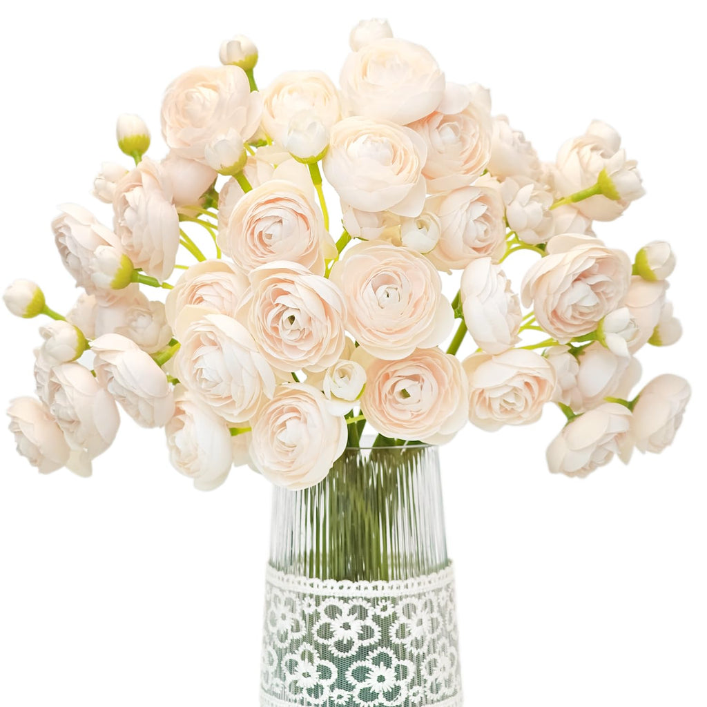 Artificial Ranunculus Flower Light Champagne 18 Pcs
