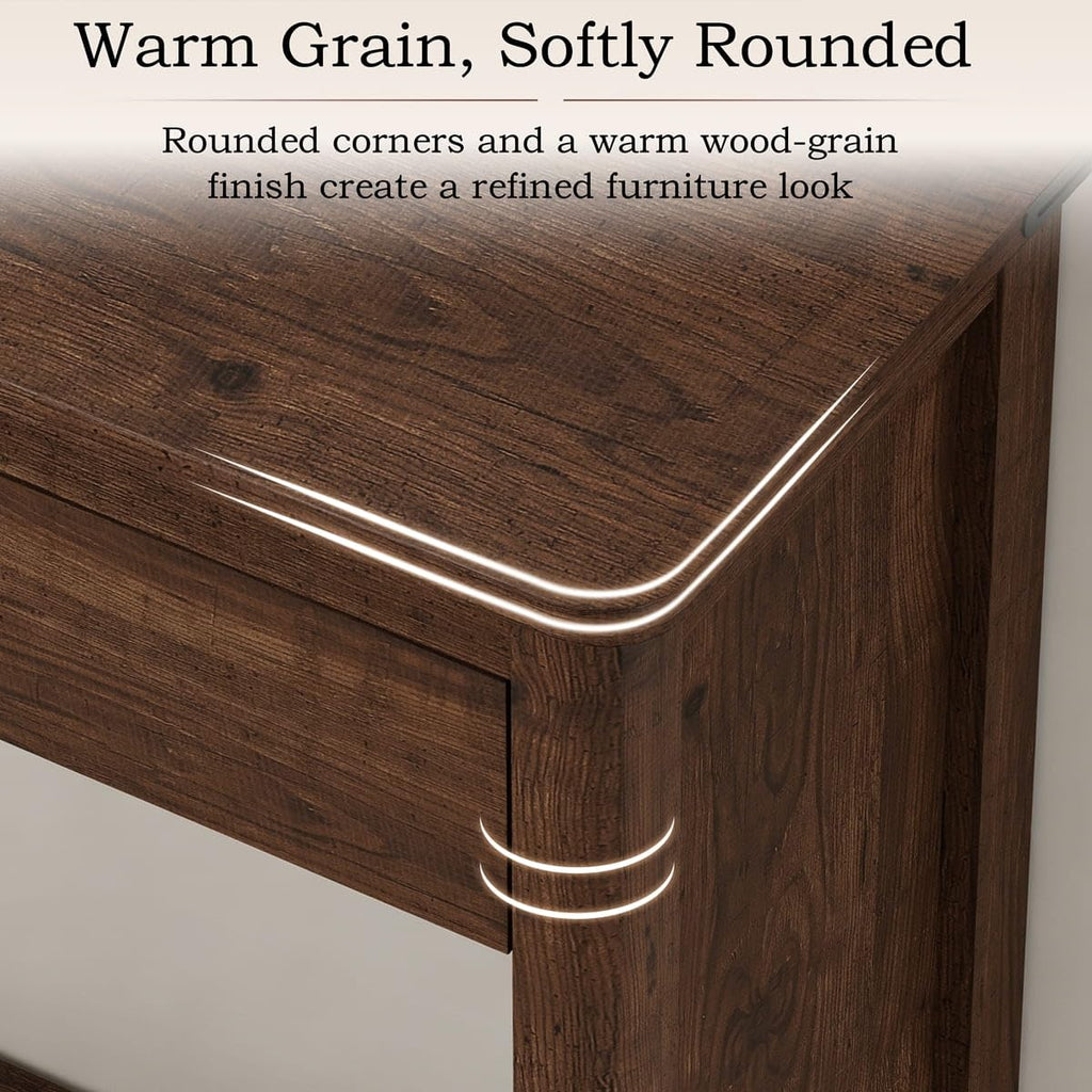 Entryway Table with 2 Drawers, 47 in Sofa Console Table, Rustic