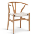 & BARK Weave Dining Chair - Mid-Century Modern Wishbone Dining Chair with Arms, Solid Wood Frame, Indoor Use - Oak