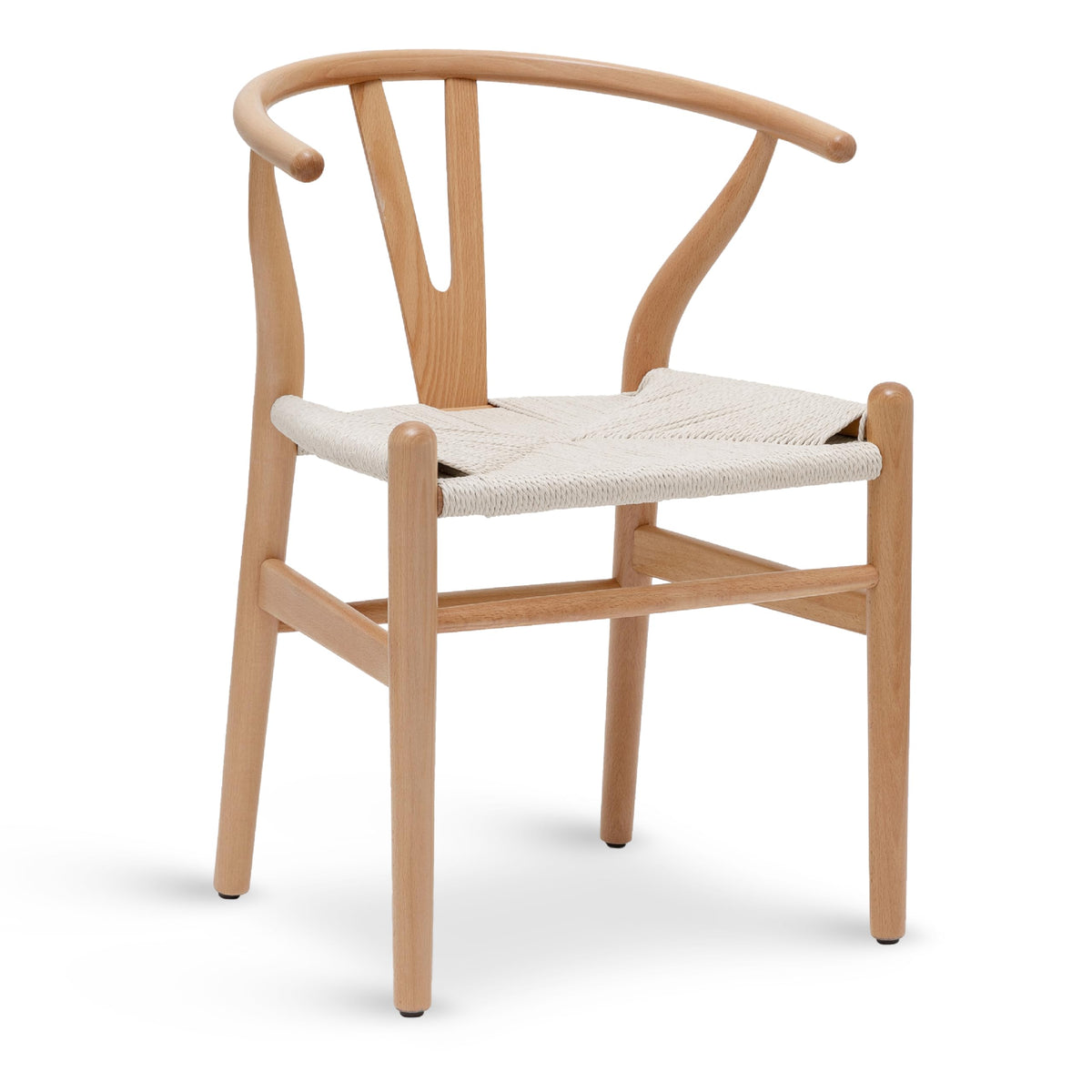 & BARK Weave Dining Chair - Mid-Century Modern Wishbone Dining Chair with Arms, Solid Wood Frame, Indoor Use - Oak