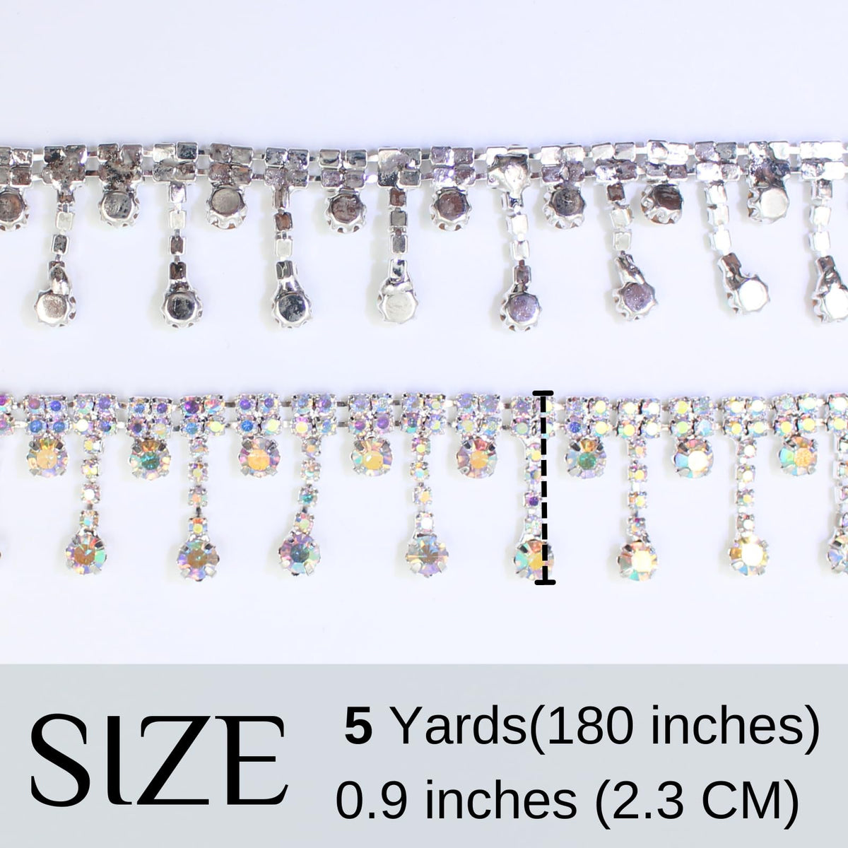 Rhinestone Trim Crystal Rhinestone Chain AB Silver Fringe Sewing Dress DIY Party Wedding Bouquet for - 5 Yards