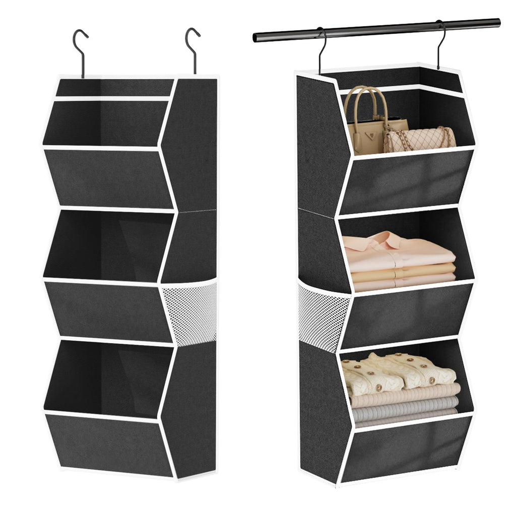 Hanging Closet Organizer Collapsible Bedroom Closet Organization, 3 Shelf