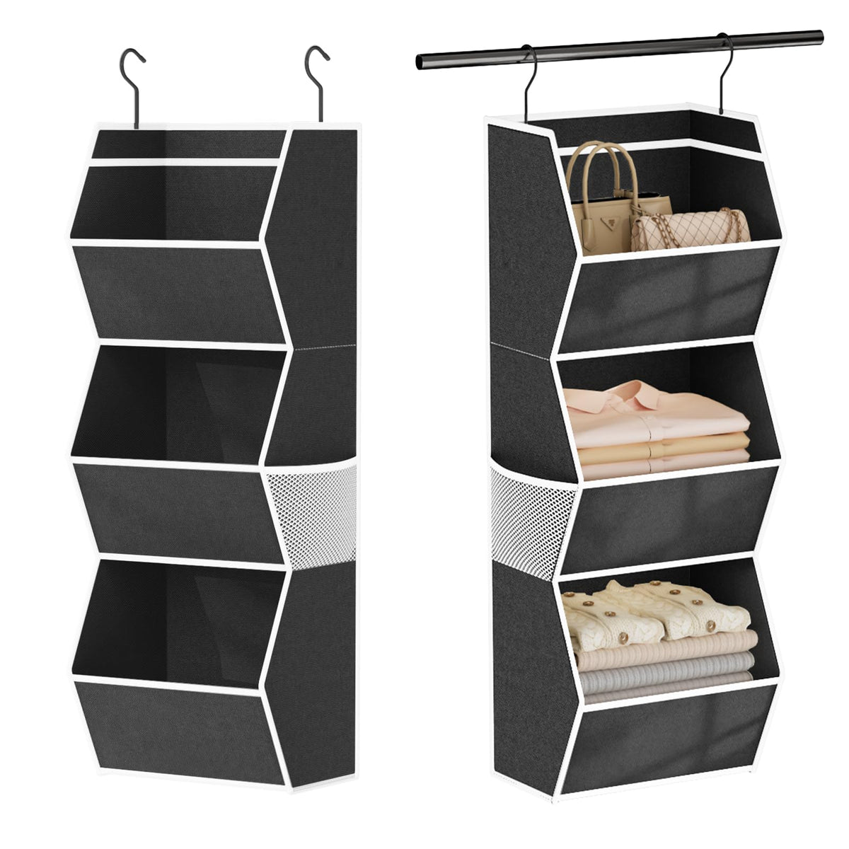 Hanging Closet Organizer Collapsible Bedroom Closet Organization, 3 Shelf