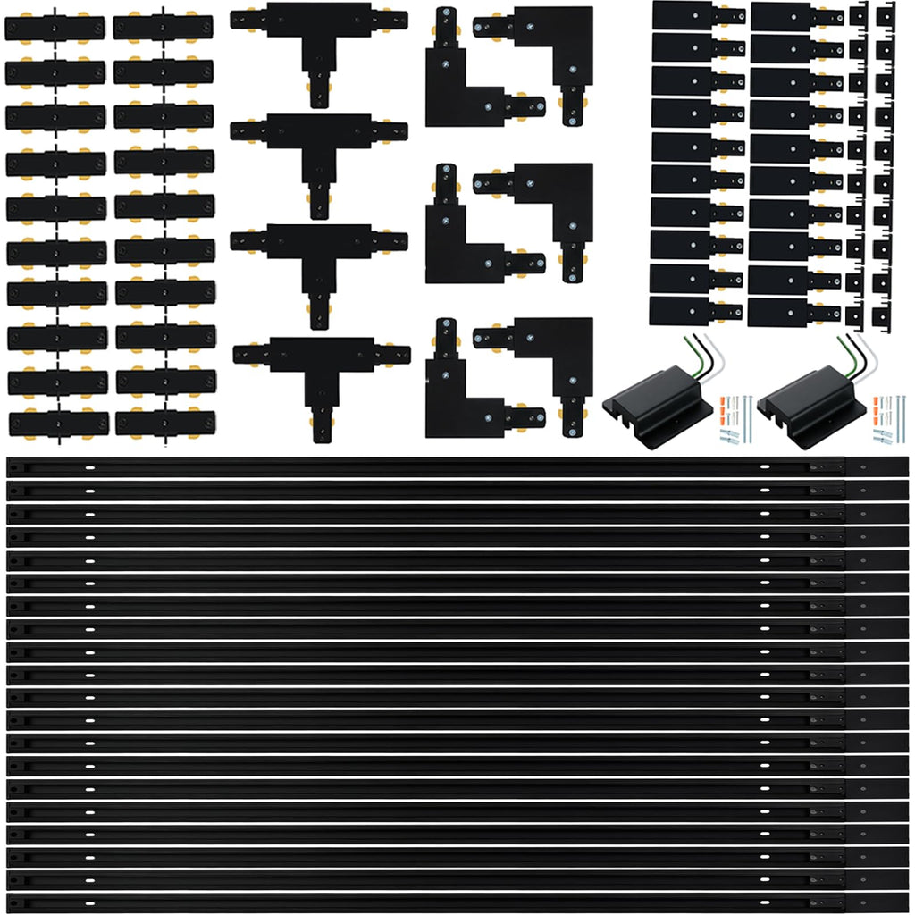H Track Lighting Rail Kit, Black 120V H Type Track System