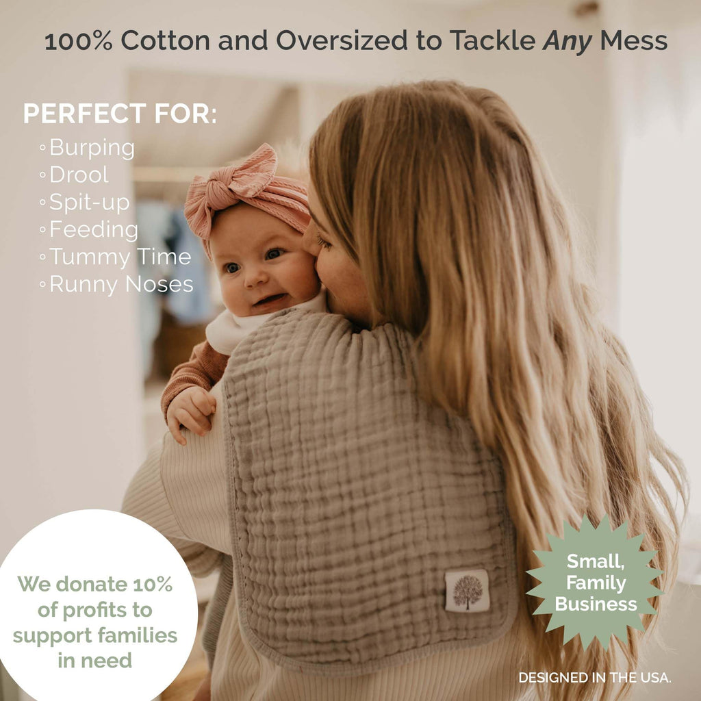 Baby Muslin Burp Cloths | 100% Cotton Burping Clothes, Newborn Essential | Must-Have Baby Registry, Modern and Trendy