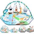 Gym Play Mat, in-1 Tummy Time Mat & Ball Pit with 6 Toys, Washable Baby Activity Play Mat for Visual, Hearing