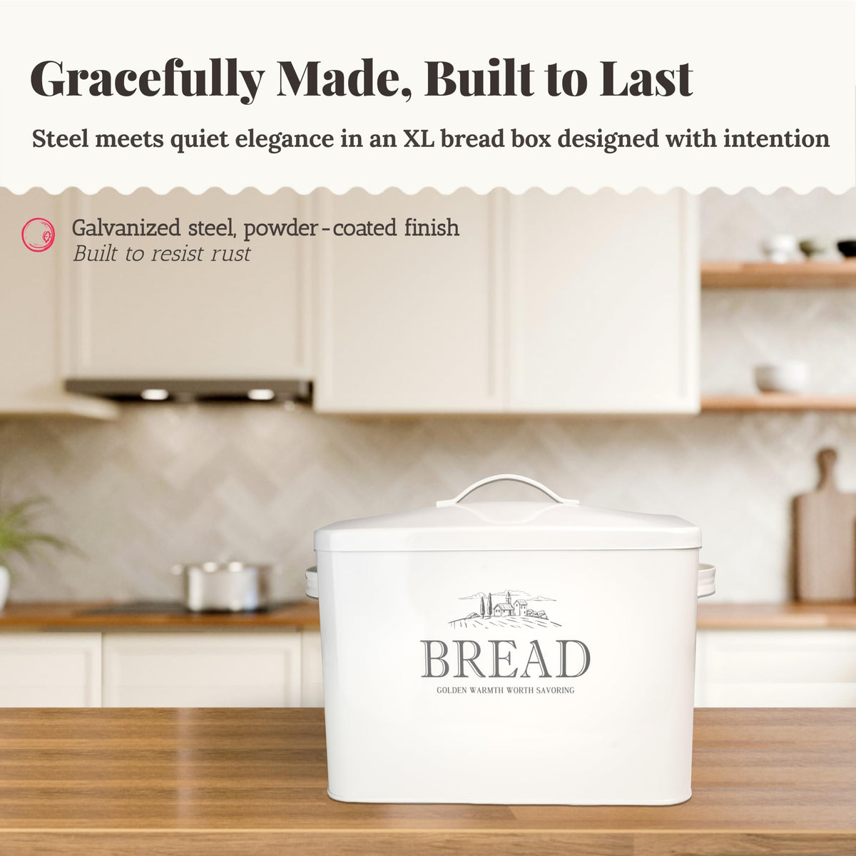 Bread Box - Extra Large Metal Countertop, Farmhouse