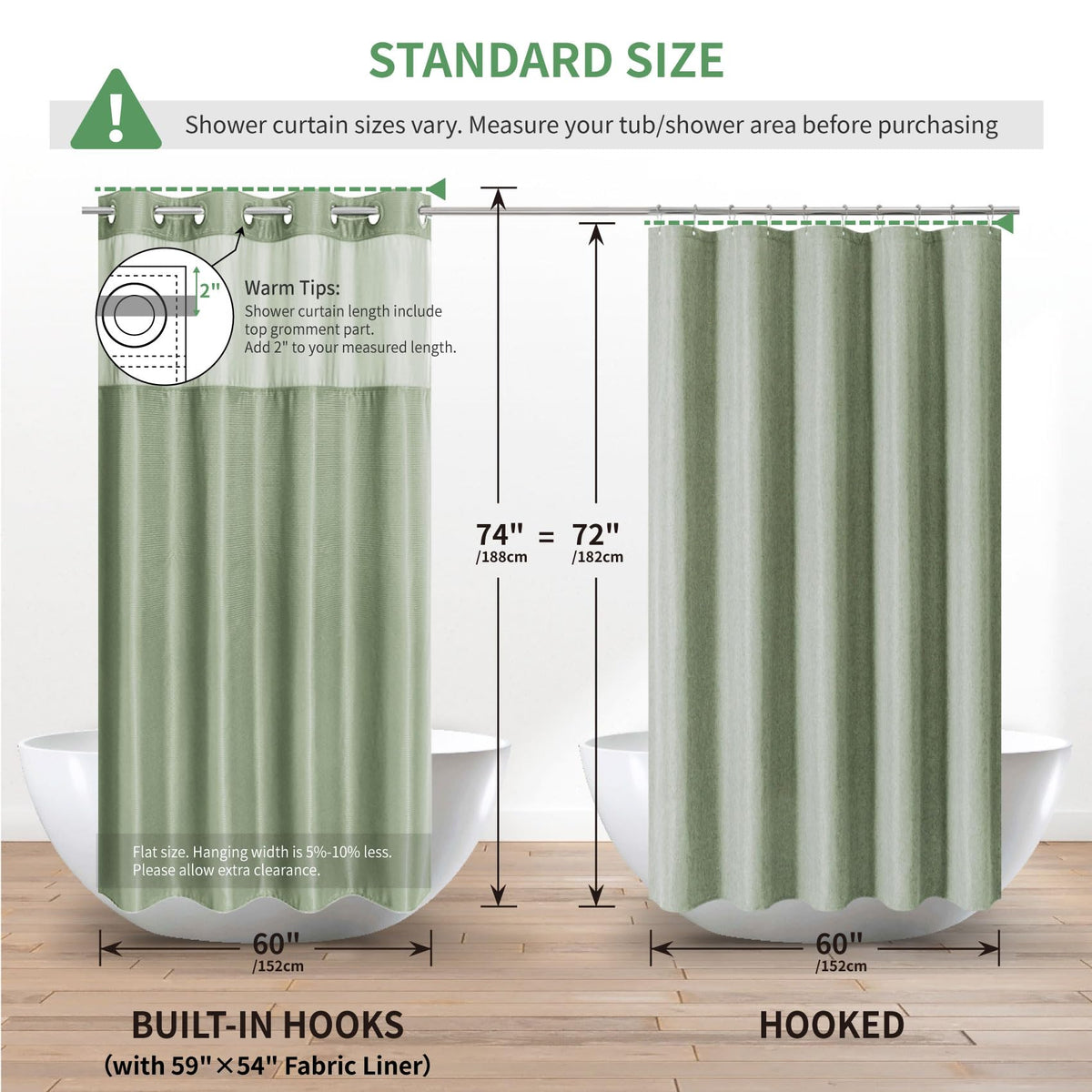 No Hook Check Waffle Stall Shower Curtain Set, 60 x 74 in