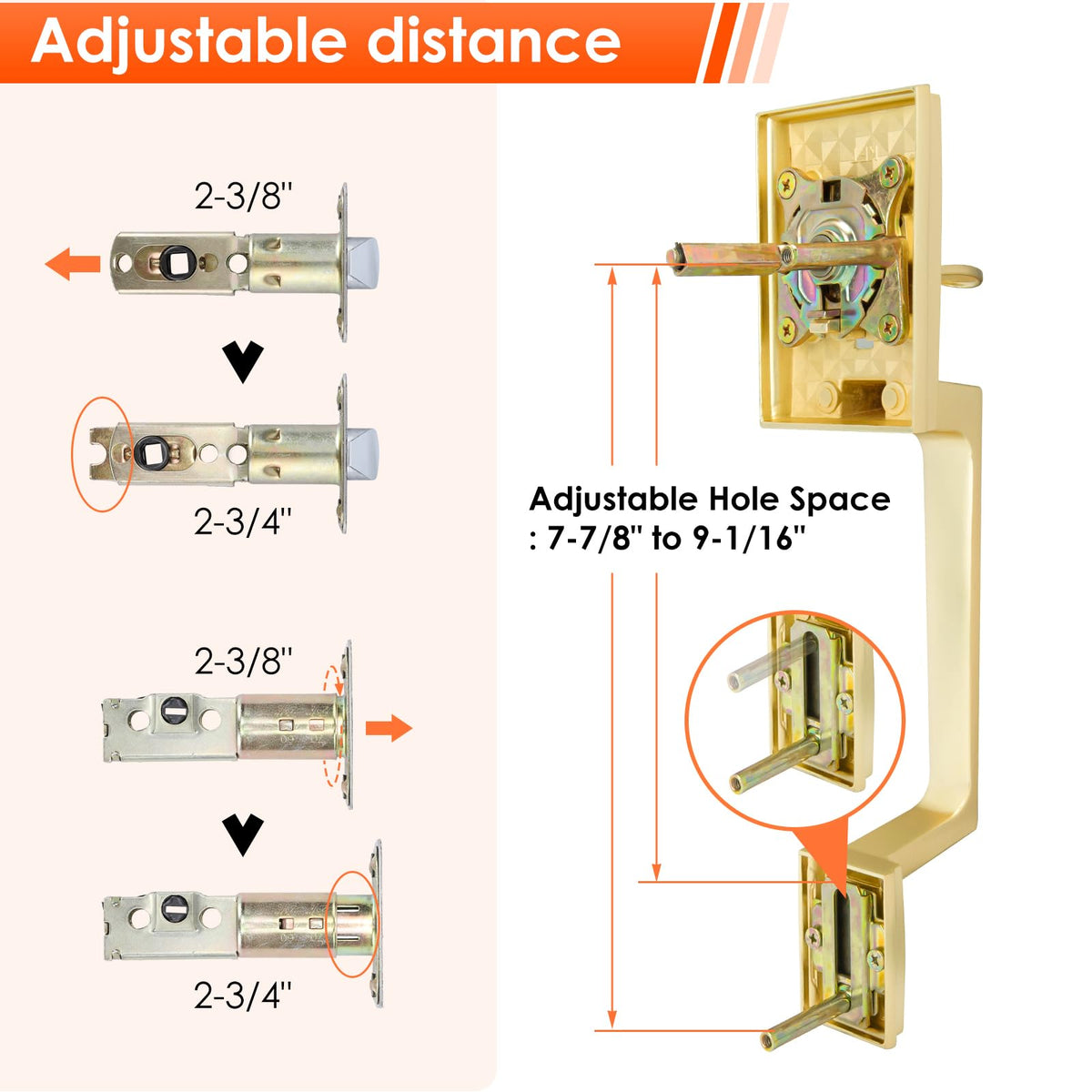 Gold Front Door Lock Set, Front Door Handle and Deadbolt Set