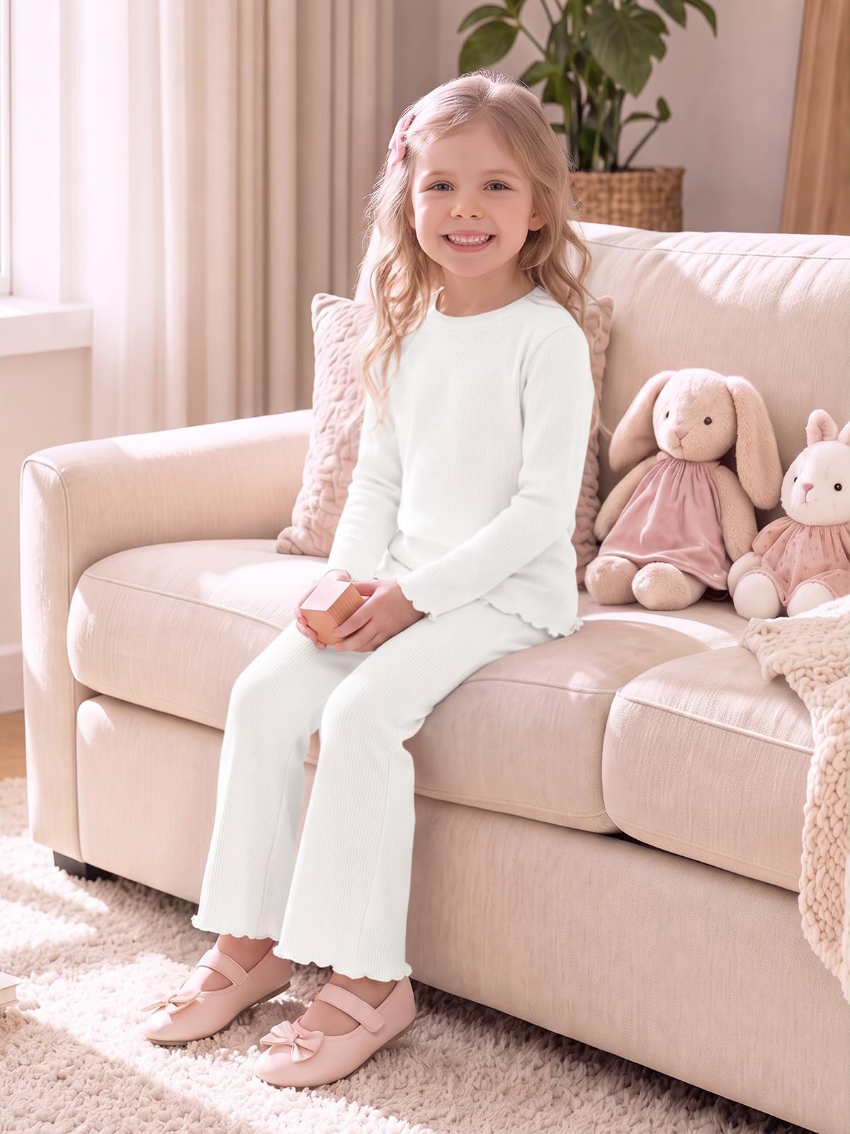 Toddler Baby Girl Long Sleeve Shirts and Flare Pants Set