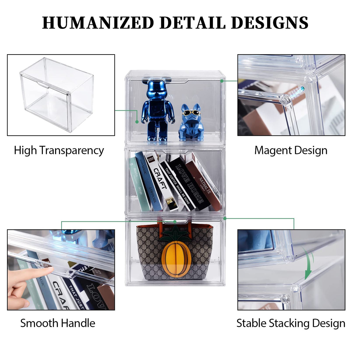 Purse Organizer for Closet, Clear Acrylic Display Case, 5Pack