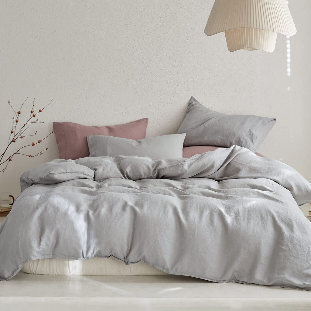 100% Linen Duvet Cover Set, 3 Piece Soft Breathable