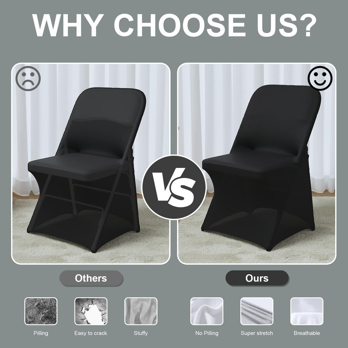 Black Spandex Chair Covers 12 Pcs for Wedding Party