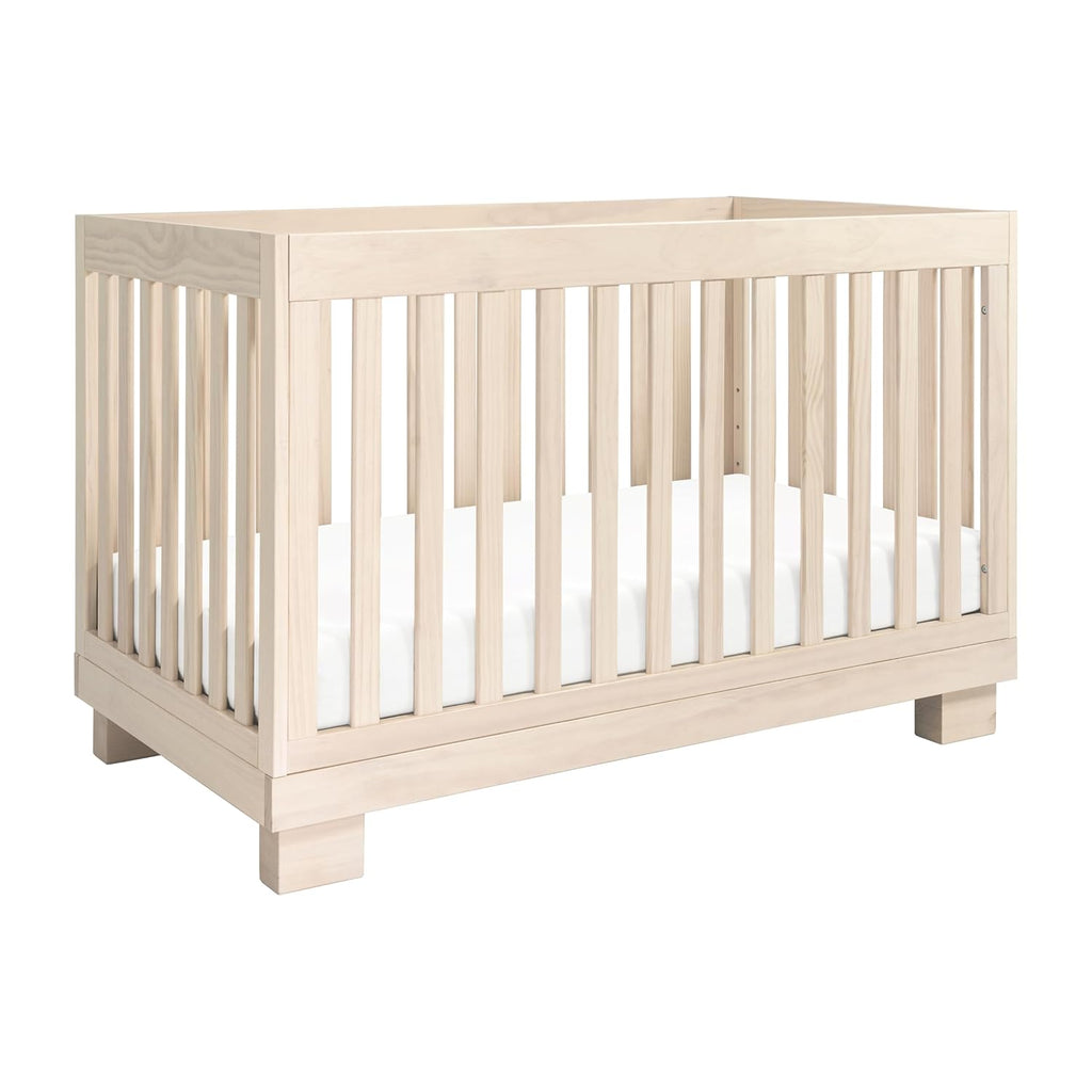 Modo 3-in-1 Convertible Baby Crib, Washed Natural | GREENGUARD Gold Certified, Wooden Crib Convertible to Toddler Bed