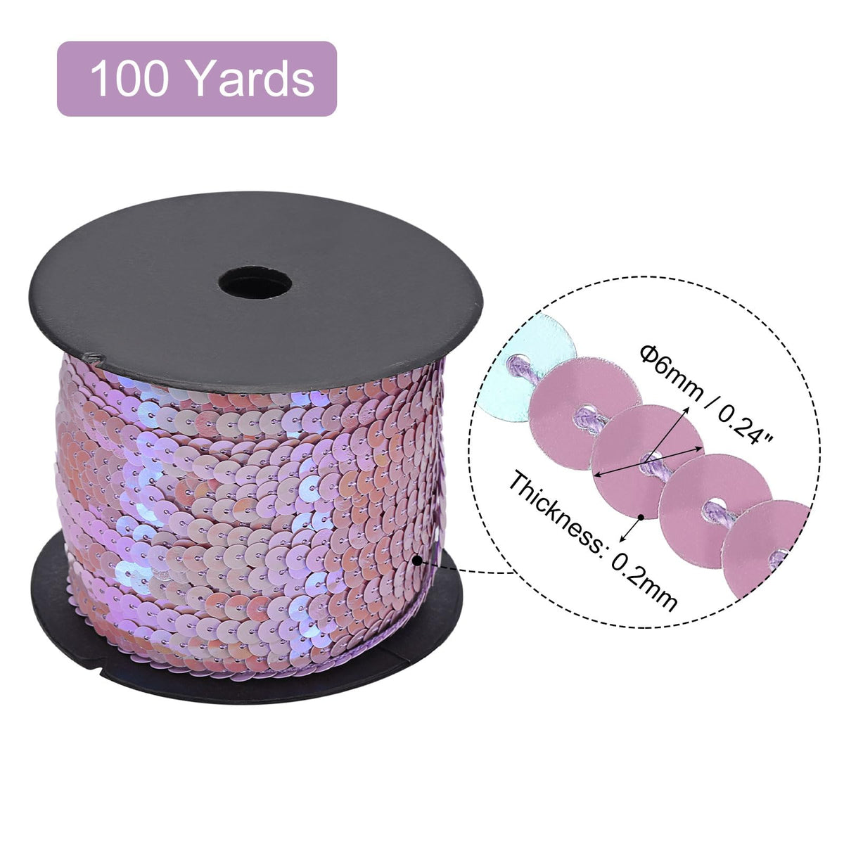 M Flat Sequin Strip Spangle Paillette String Ribbon Roll Sequin Trim for Sewing Crafts Costume - 100 Yards 6m