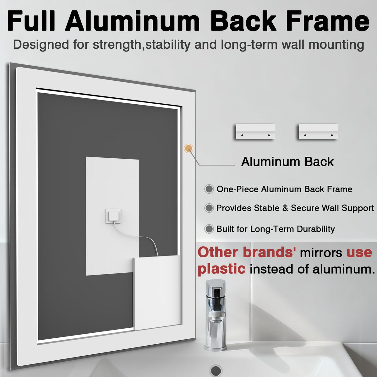 72"x40" Large LED Bathroom Mirror with Lights