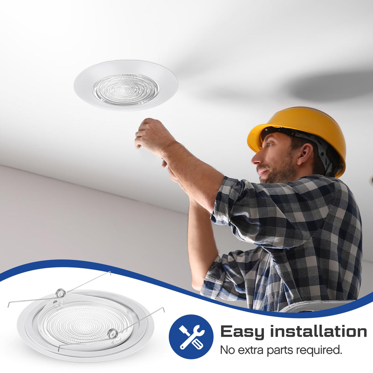 2 Pcs 6'' Shower Trim for Recessed Light Cover,White