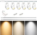 6FT LED Track Lighting Kit with 3-Color GU10 Bulbs, Dimmable 6 Lights White