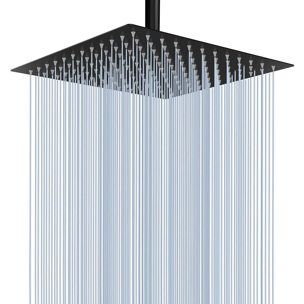 Rain Shower Head - High Flow Large Rainfall Shower Heads Made of Stainless Steel - Waterfall Bathroom Square
