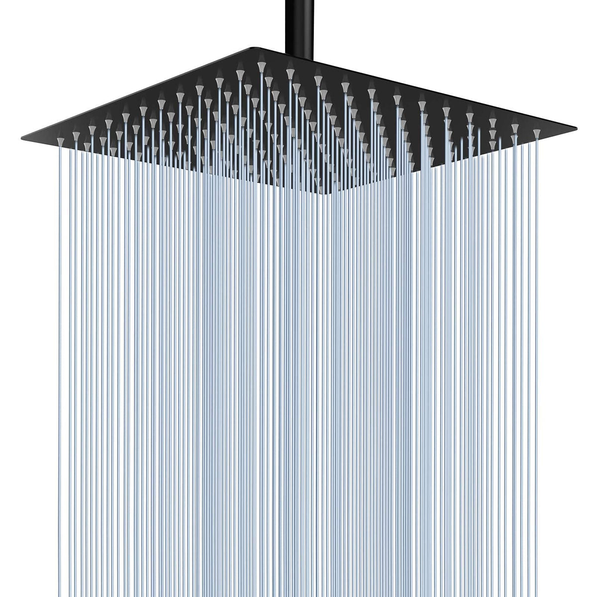 Rain Shower Head - High Flow Large Rainfall Shower Heads Made of Stainless Steel - Waterfall Bathroom Square