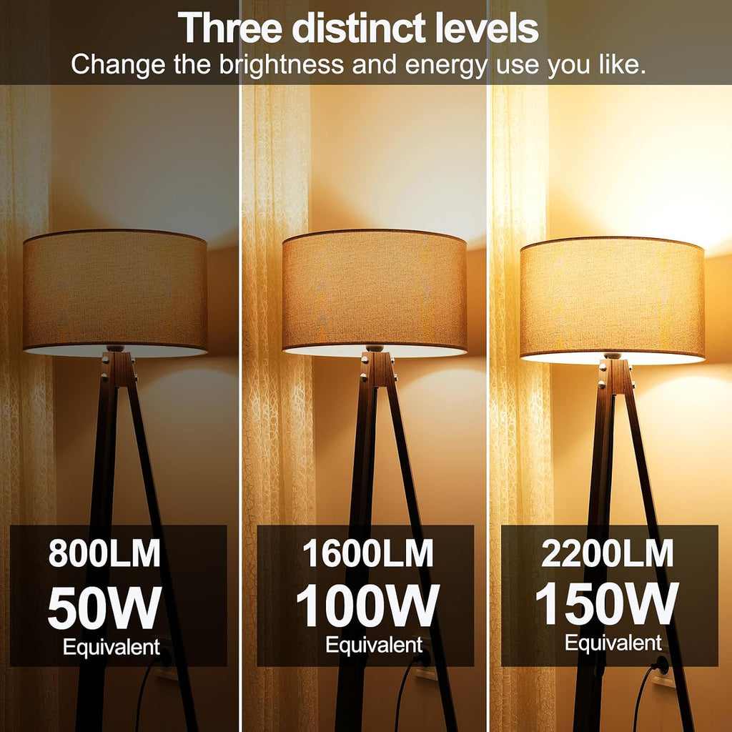 Super Bright 50/100/150W 3-Way A21 LED Light Bulb, 800/1600/2200 Lumens, 2700K Soft White, Non-dimmable, E26 Base, UL