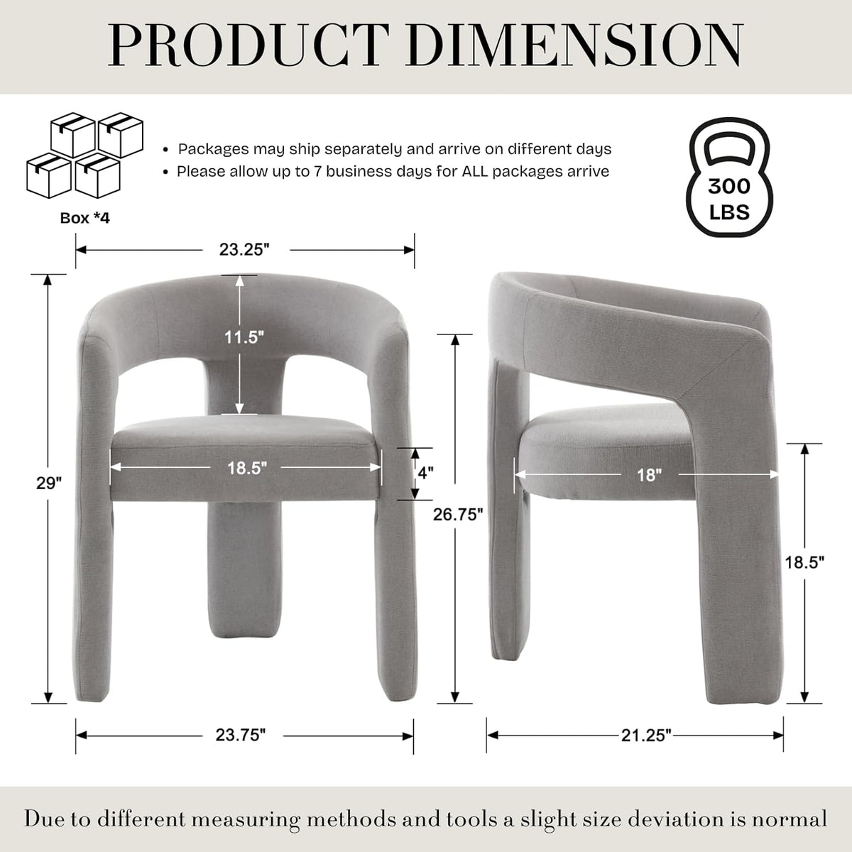 Modern Chenille Dining Chairs Set of 4, Upholstered Barrel Chairs with Arms Comfy Accent Side Chairs for Living