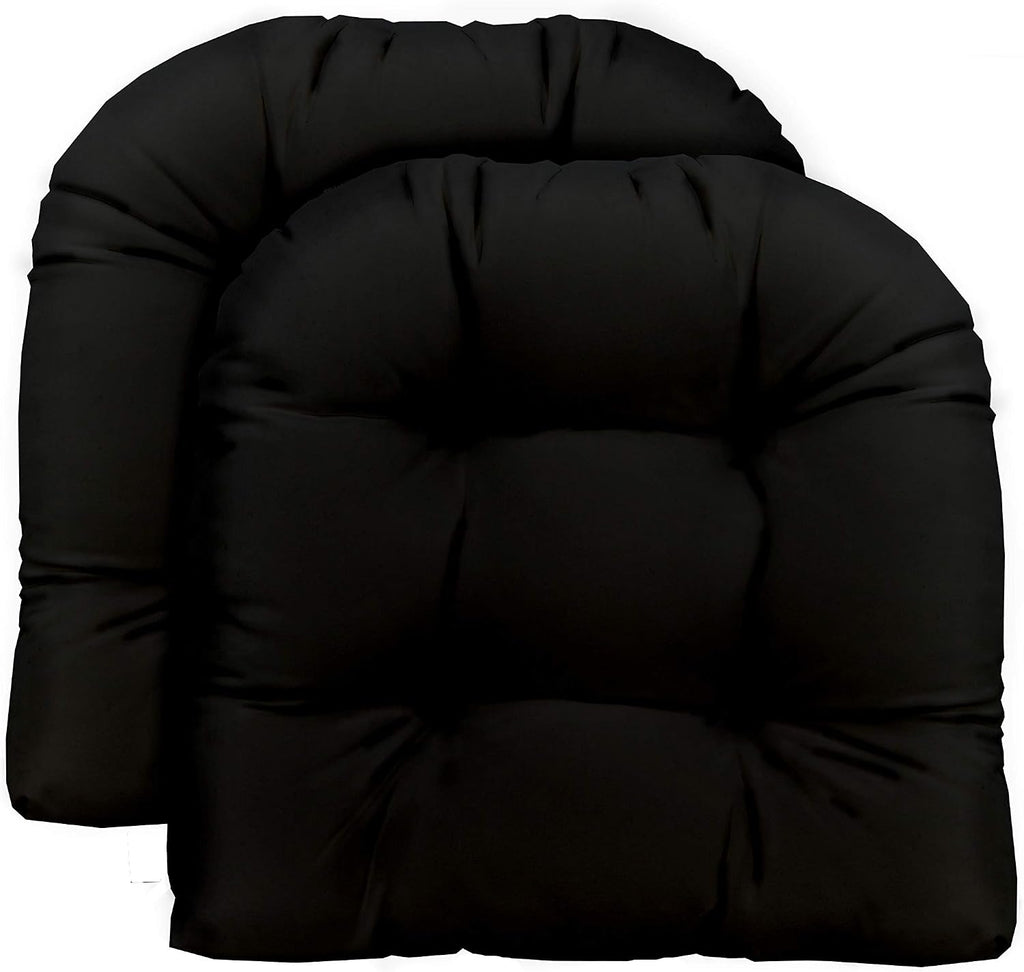 Tufted U-Shape Wicker Seat Cushions Set of 2 | 22" x 22" | Water & Fade-Resistant Spun Fabric | Outdoor Chair
