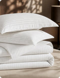 PureWoven 100% Cotton Percale Duvet Cover Queen, Striped Jacquard