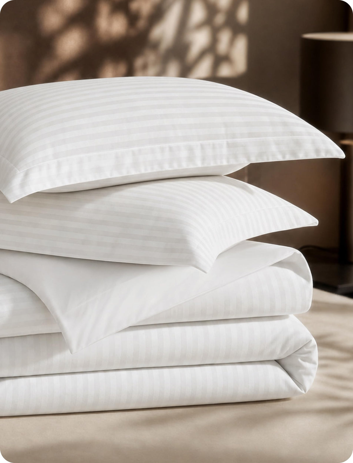 PureWoven 100% Cotton Percale Duvet Cover Queen, Striped Jacquard