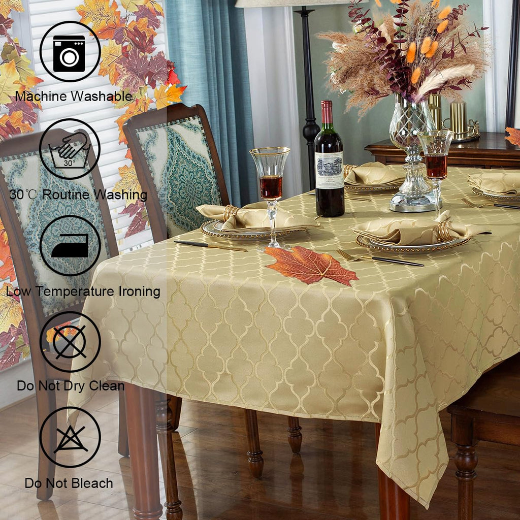 Autumn Gold Jacquard Damask Rectangle Tablecloth 60"x84"