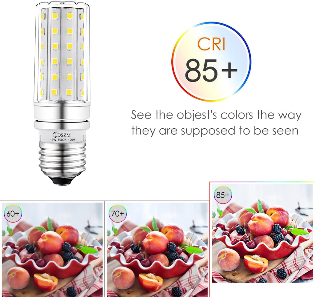 E26 LED Bulb 12W, 100W Equivalent, 1200 Lumen, 5000K Cool Daylight, Non-Dimmable Tubular Corn Light Bulb for Ceiling