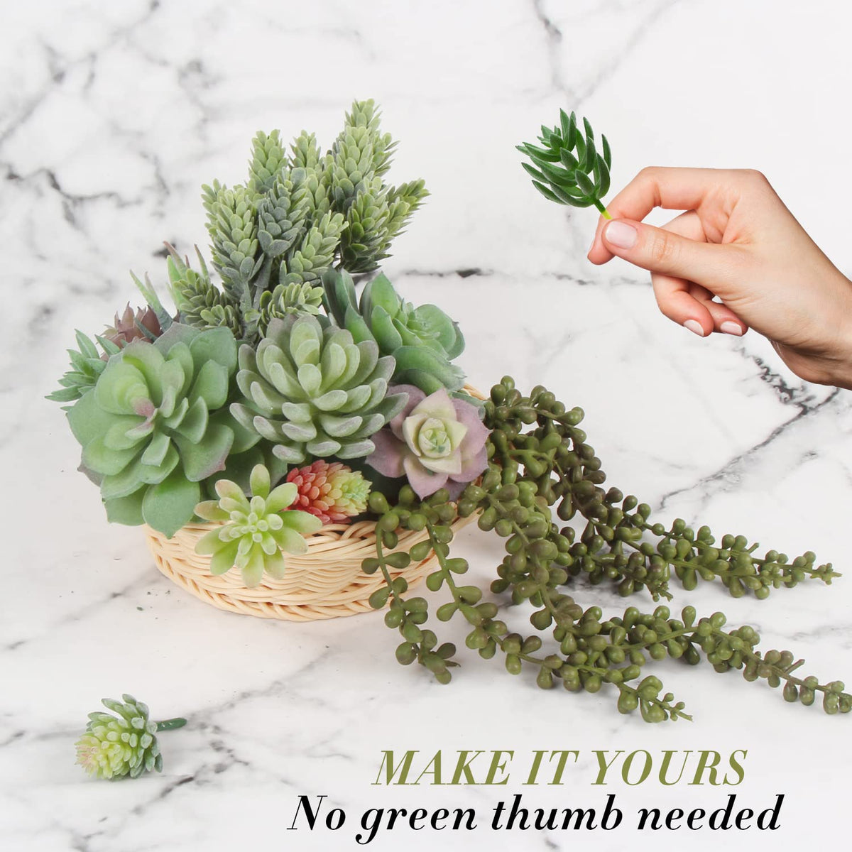 Artificial Succulent Plant, 16pcs Large Faux Flocked Succulent Decor for Floral Wall Garden Arrangement Home Office