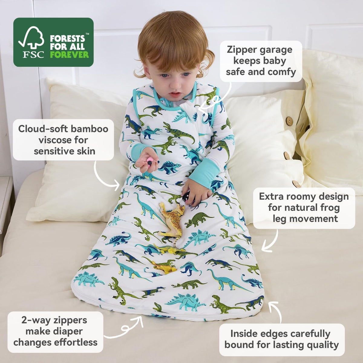 Rayon Made from Bamboo Sleep Sack for Babies and Toddlers 18M 1.0 Tog Wearable Blanket Way Zipper
