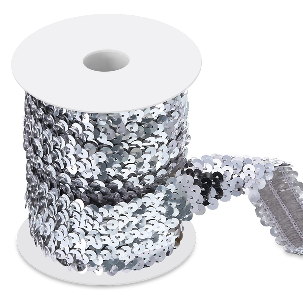 Silver Sequin Trim, 1 Inch Glitter Ribbon Halloween Craft - 11 Yard