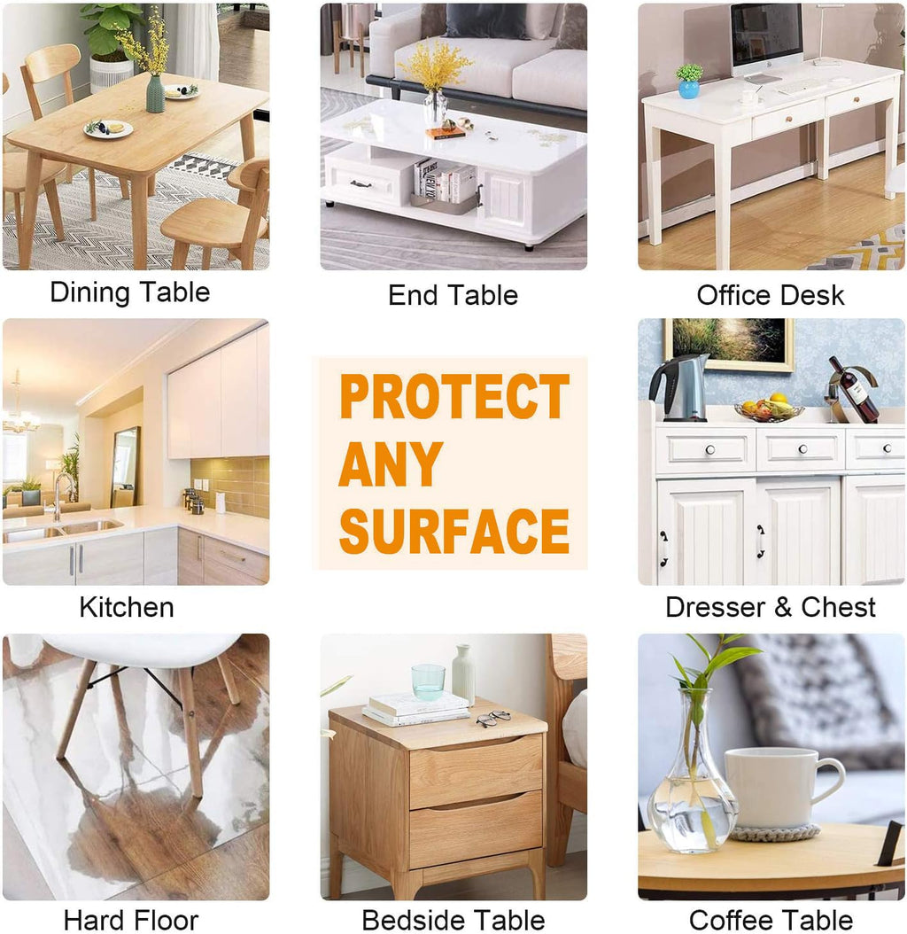 Clear Table Protector Cover 48x84 Inch Clear Tablecloth Vinyl Plastic Desk Pad Mat for Wood Kitchen Coffee