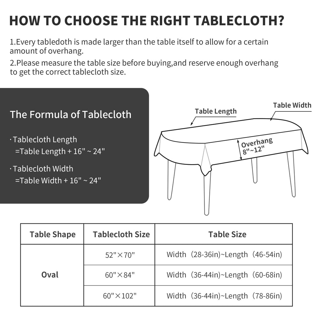 Solid Embroidery Oval Tablecloth with Tassels for Oval Table, 60 x 84 Inch Lace Dust-Proof Table Cover Dinning