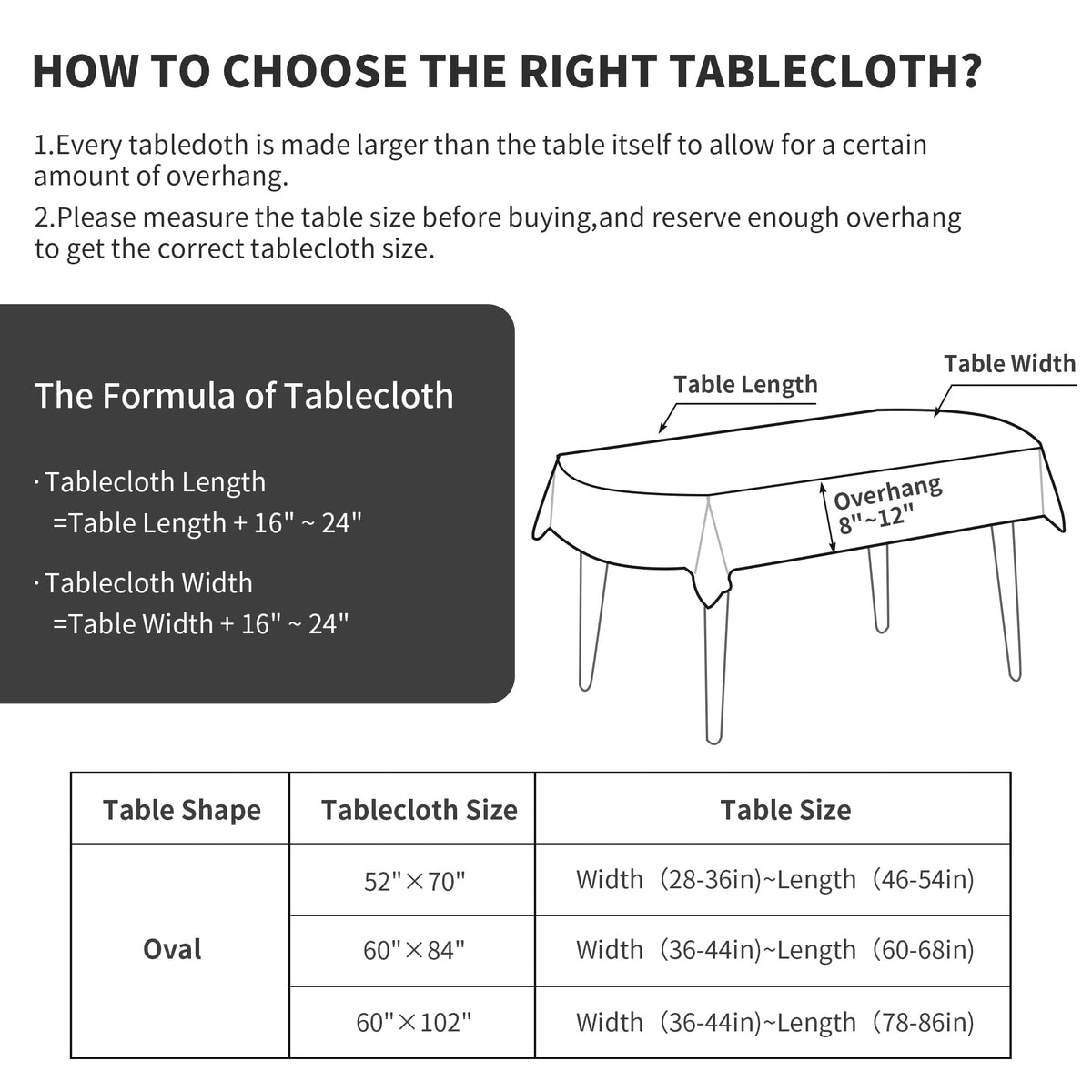 Solid Embroidery Oval Tablecloth with Tassels for Oval Table, 60 x 84 Inch Lace Dust-Proof Table Cover Dinning