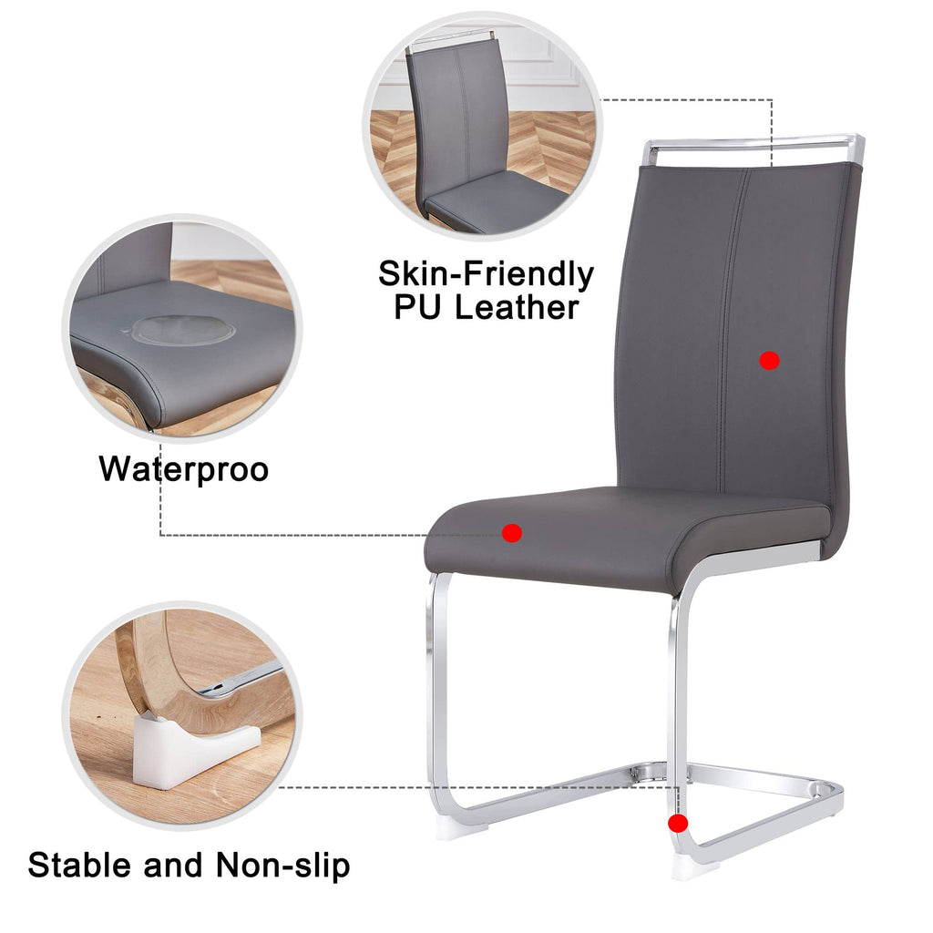Modern Leather Dining Chairs Set of 6, Dining Room Chairs Set of 6