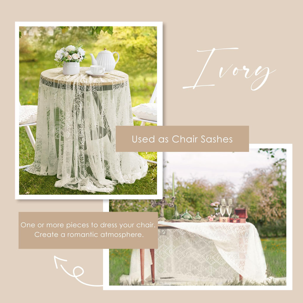 Ivory Lace Tablecloth 60x120 Inches Classic Wedding Lace Tablecloths Overlay Party Table Cover for Bridal Shower
