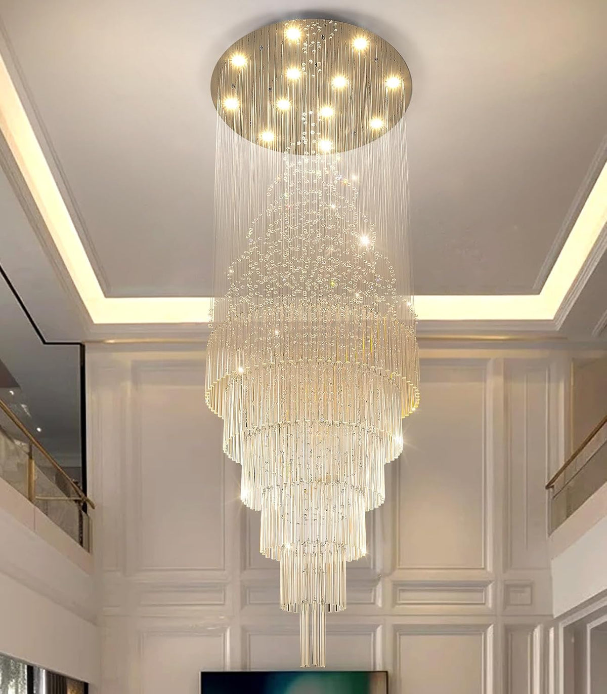 Crystal Raindrop Glam Chandelier with Included LED Bulbs for Living Rooms