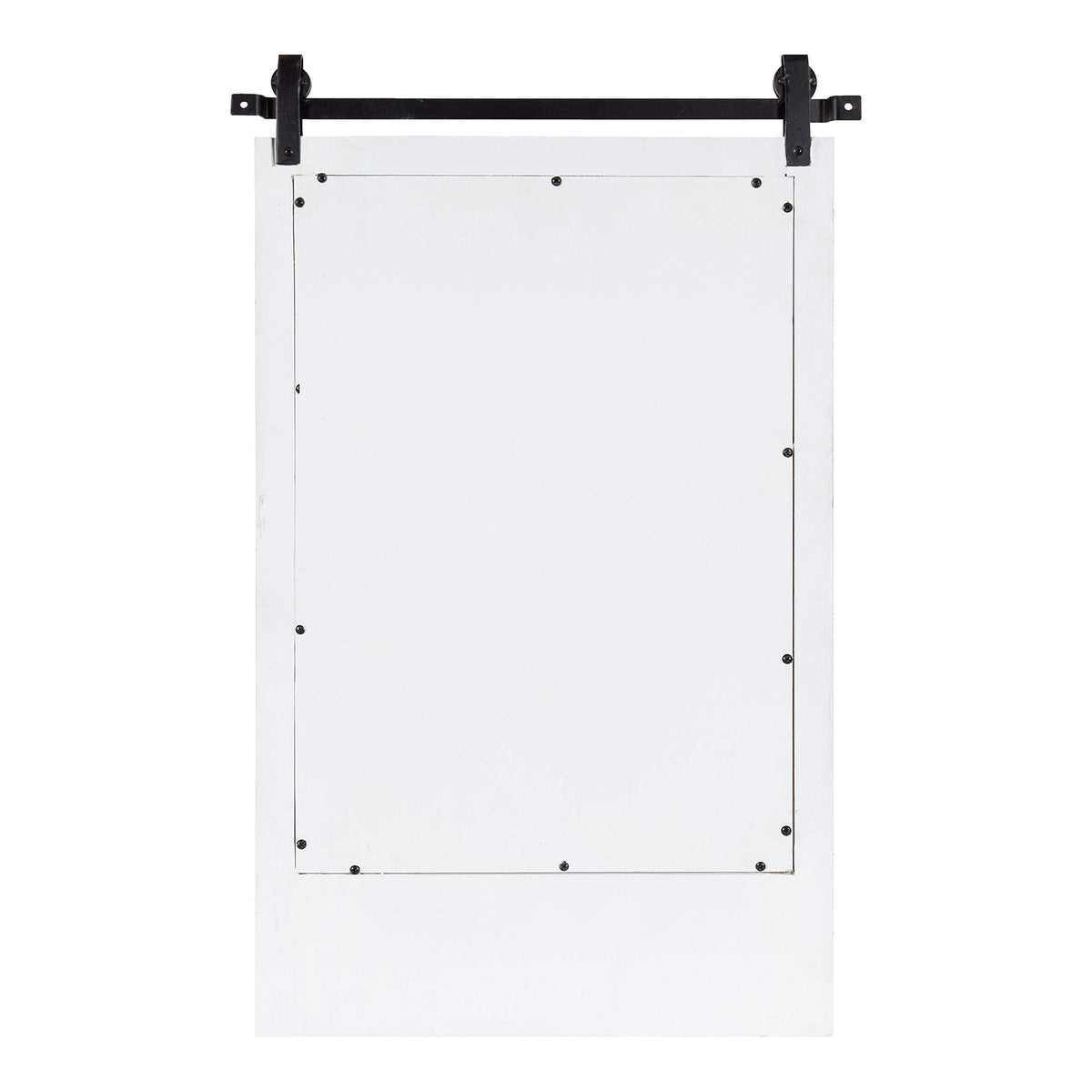 Cates Rustic Wall Mirror with Hooks, 18 x 28, White, Farmhouse Wall Decor with Function