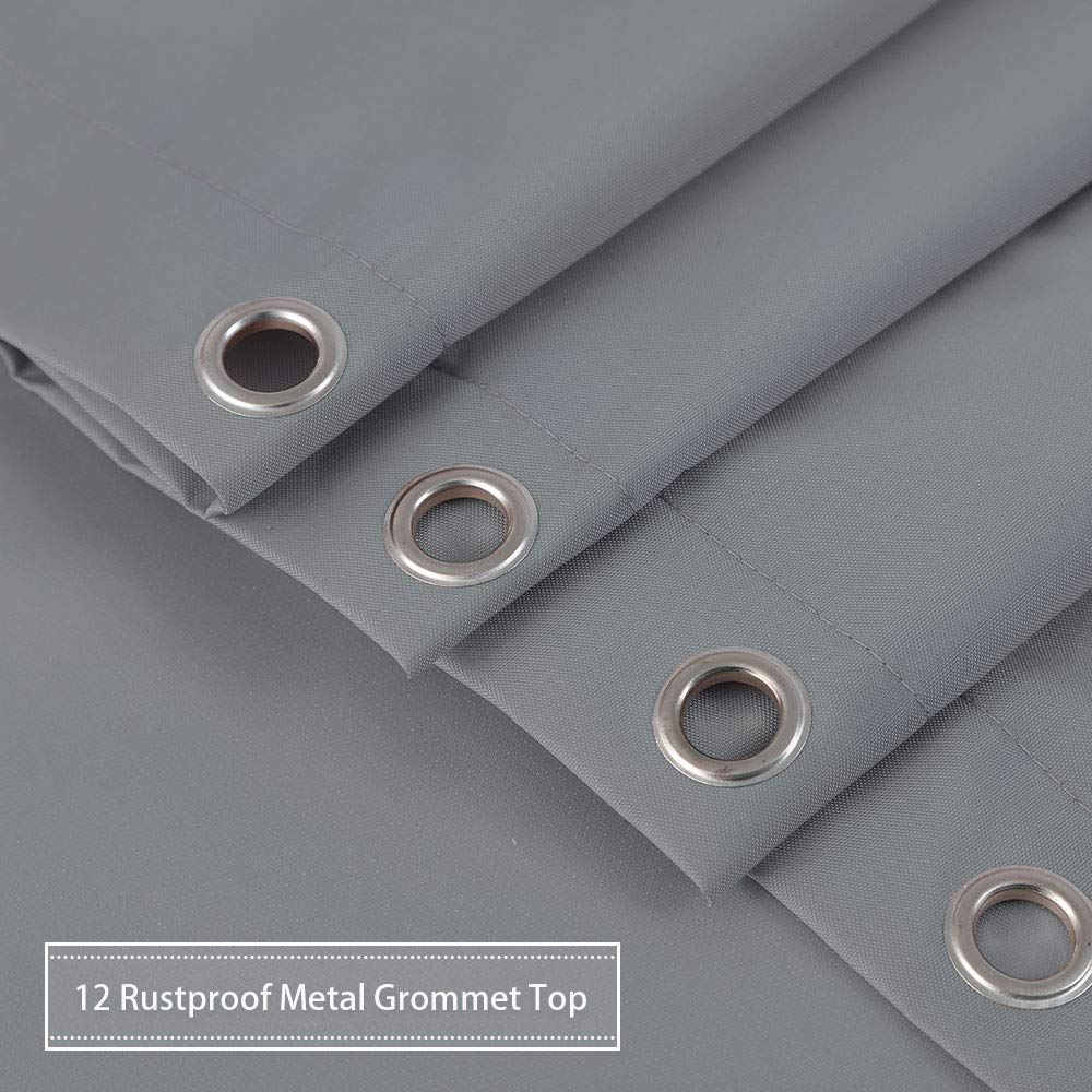 Hotel Quality 100% Waterproof Fabric Shower Curtain Liner with Magnets, 72x72 Inch, Grey